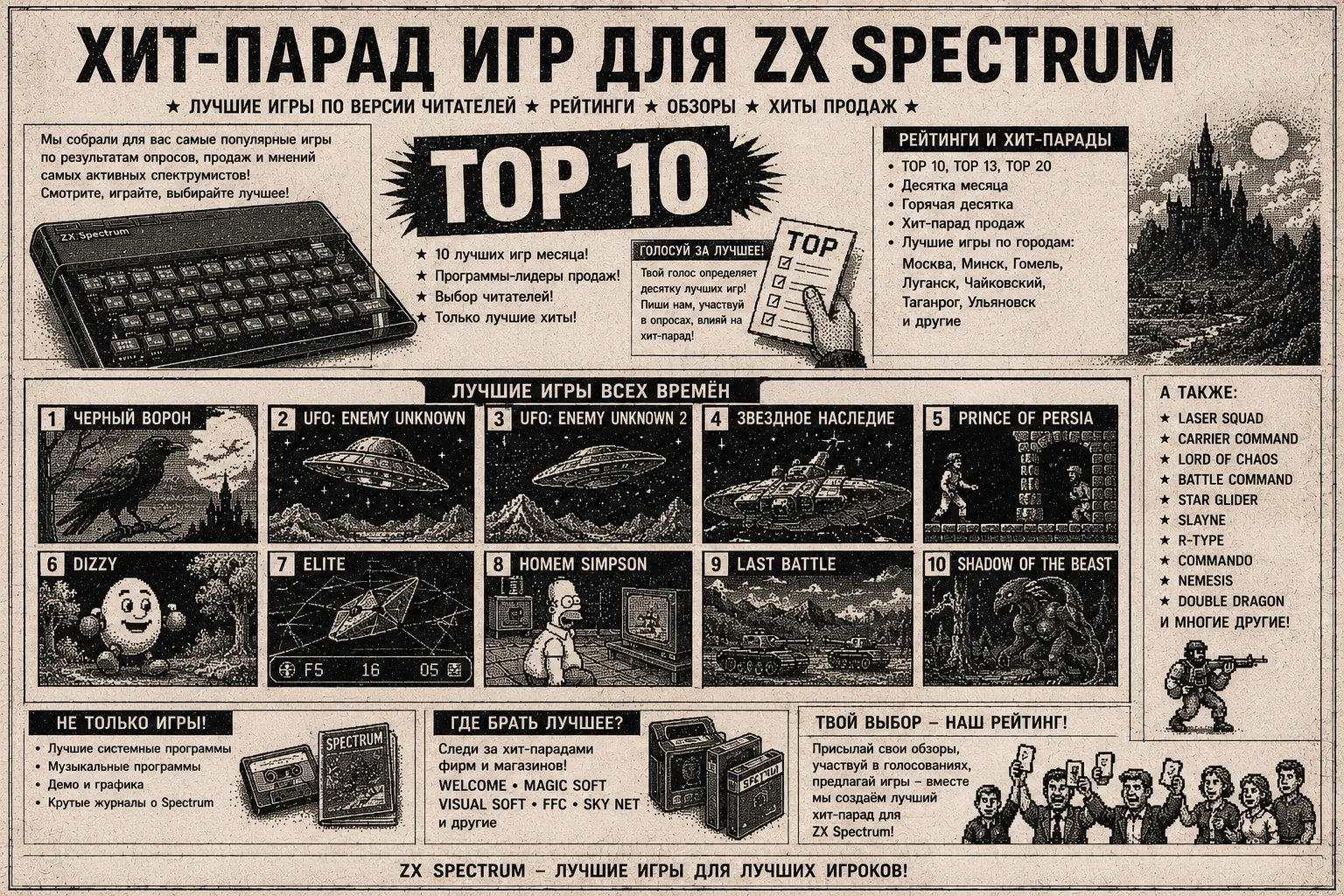 Хит-парады и рейтинги игр для ZX Spectrum