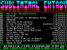 Subliminal Extacy #00 — Журнал для ZX Spectrum